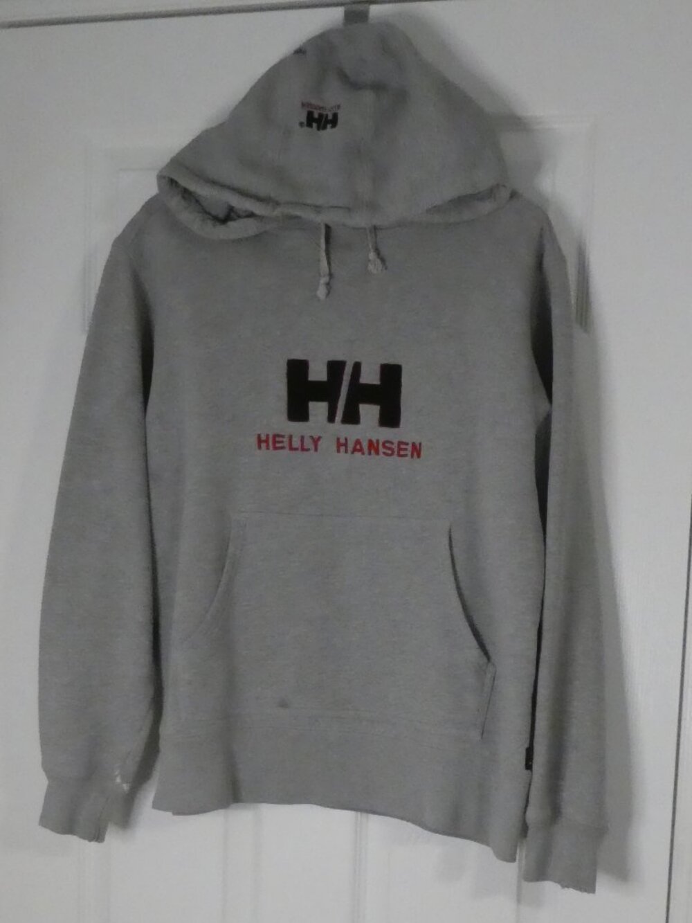 HH HELLY HANSEN Grey Pullover HH Logo Hoodie - Pit to Pit 22" measured
